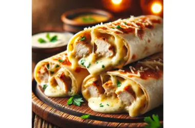 Cheesy Garlic Chicken Wraps