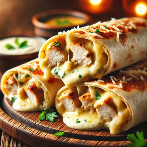 Cheesy Garlic Chicken Wraps