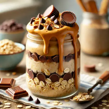 Peanut Butter Cup Protein Overnight Oats