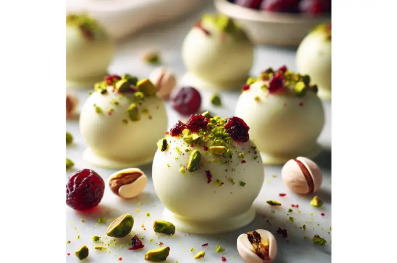 White Chocolate Truffles with Cranberries & Pistachios